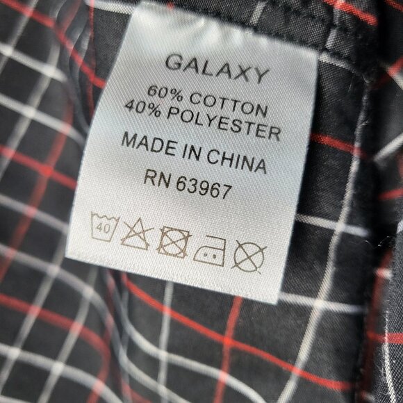 Galaxy by Harvic Shirt Button Up Mens Large Slim Fit Long Sleeve Check - Picture 6 of 16